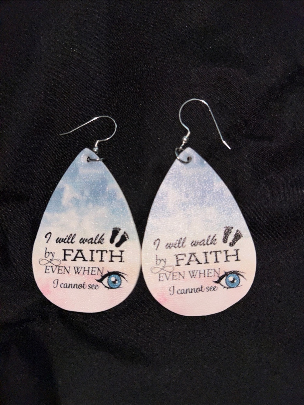 Faith Teardrop Dangle Earrings in Blue and Pink